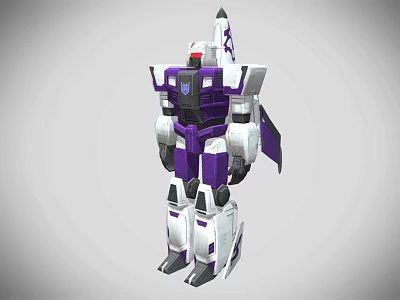 Sci Fi Robot Character With Purple And White Color Jet Wings Action Design 3d model