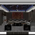 Modern KTV Interior With Starry Ceiling Plush Sofas Decorative Wall And Colorful Lighting 3d model