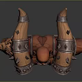 Muscular Fantasy Orc Character With Horns Fangs Spiked Shoulder Barrels And Metal Accents