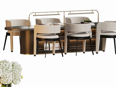 Modern Table And Chair Set With Metal Frame And Upholstered Seats For Contemporary Dining Space 3d model