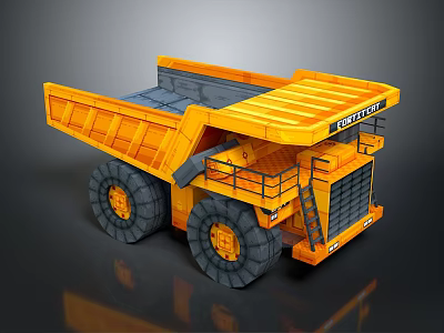 Yellow Caterpillar Heavy Duty Dump Truck Utility Vehicle With Large Tires For Mining Haulage 3d model