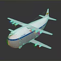 Detailed White Airplane Model With Blue Stripe And Multiple Engines On Gray Background 3d model
