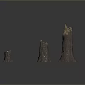 Wooden Stone Tree Stumps With Natural Texture In Different Sizes 3d model