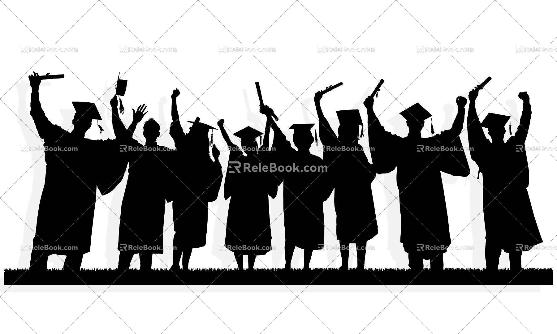 College Students Graduation Silhouette Graduates Silhouette Graduation Photo Silhouette Knowledge Knowledge Figure Wall Decoration Icon 3d model