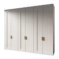 Modern White Wardrobe Design With Six Panel Doors And Brass Handles 3d model
