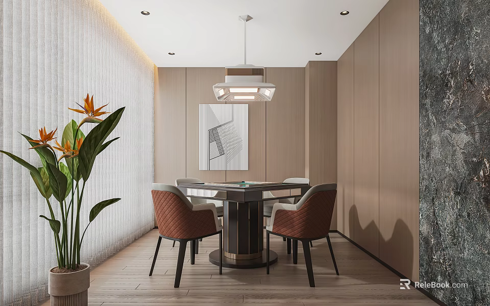 Modern Entertainment Room Interior With Comfortable Sofa TV Coffee Table And Green Plants 3d model 
