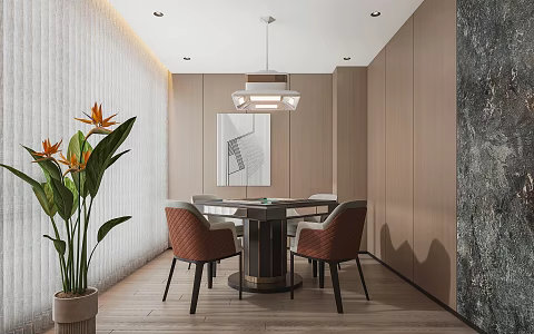 Modern minimalist home entertainment mahjong room 3d model