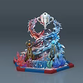 Fantasy Trophy Design With Dragon Shaped Decorations Crystals And Red Blue Base 3d model