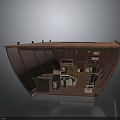 Industrial Interior Storage Space With Wooden Crates Metal Barrels And Pipes