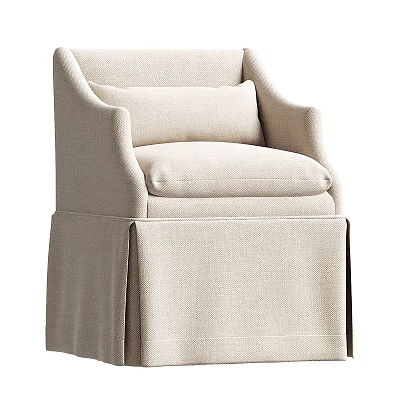 Modern Beige Fabric Single Sofa With Comfortable Cushion And Skirted Base 3d model