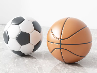 modern football youth children basketball football 3d model