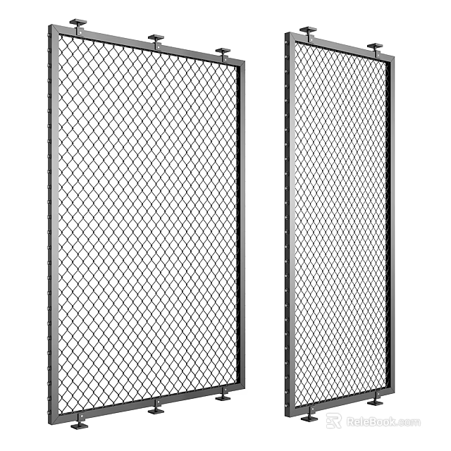 Sturdy Metal Fence Featuring Diamond Mesh Pattern And Black Frame For Garden Security 3d model 