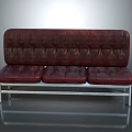 Multi Person Red Leather Tufted Bench With Metal Frame Indoor Seating Design