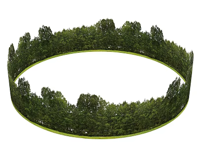 Serene Natural Green Garden Landscape With Circular Ring Shaped Tree Formation 3d model