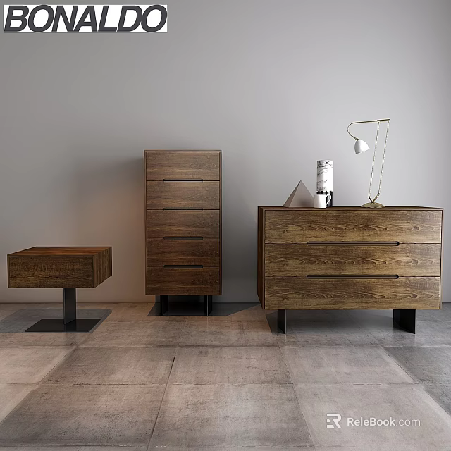 Modern Wooden Storage Cabinets With Drawers And Black Legs For Living Space 3d model 