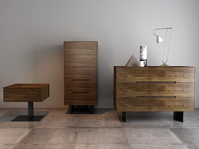 Modern Wooden Storage Cabinets With Drawers And Black Legs For Living Space 3d model