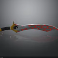 Fantasy Decorative Knife With Red Hexagon Pattern Blade And Black Orange Handle