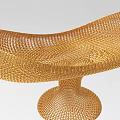 Decorative Golden Curved Ornament Set Featuring Woven Texture And Circular Base 3d model