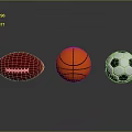 Red Football Orange Basketball And Black White Soccer Ball On Reflective Surface