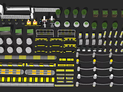 Modern barricade car block municipal railing road guardrail iron cable stone pier speed bump traffic accessories warning pile 3d model