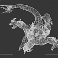 Fierce Fantasy Monster Creature With Sharp Teeth Glowing Eyes Spiked Back And Red Scaly Skin