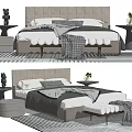 Modern Double Bedside Stool 3d model