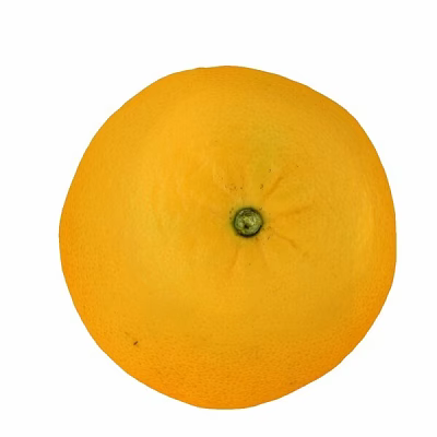 Fresh Yellow Round Orange Fruit With Green Stem On White Background 3d model