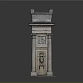 Classical Entrance Gate With Grand Columns Ornate Carvings And Top Railing Architectural Design