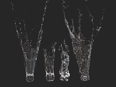 Transparent Glass Decorative Ornament Set With Water Splashes On Black Background 3d model