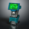 Blue Technical Device With Green Digital Screen And Scanning Graphics