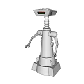 Silver Industrial Robot Featuring Screen Head Mechanical Arms And Stable Base 3d model