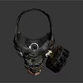 Vintage Weapon Gas Mask With Military Design And Attached Filter Component