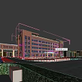 Multi Story Red Brick School Building Modern Exterior With Blue Sky And Front Lawn