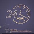 Neon Lamp Combinations Featuring 24 Hour Clock Design For Decorative Lighting 3d model