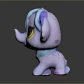 Cute Purple Elephant Toy with Blue Hair Dots on Ears Big Eyes and Pink Feet