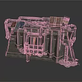 Industrial Mechanical Structure With Metal Pipes Wooden Crate And Stone Walls