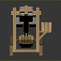Wooden Mechanical Gate Structure with Metal Components and Sturdy Wooden Frame Design
