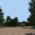 Fun Filled Amusement Park With Various Rides Colorful Pavilions And Lush Green Gardens