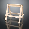 Sturdy Wooden Sawhorse Workbench Support with Cross Supports on Black Reflective Surface