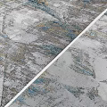 Abstract Pattern Square Rug In Gray Blue And Gold Tones For Modern Home Decor