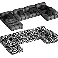 Modular Light Gray Tufted Sectional Sofa Set With Plush Cushions And Modern Design 3d model