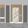 Decorative Sculptures In Modern Interior With Wooden Walls And Marble Panels