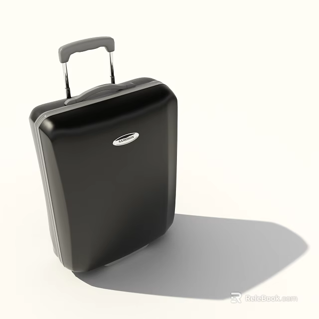 Durable Black Hard Shell Suitcase With Telescopic Handle And Smooth Surface 3d model 