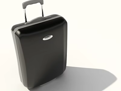 Durable Black Hard Shell Suitcase With Telescopic Handle And Smooth Surface 3d model