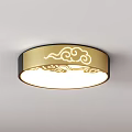 Elegant Modern Ceiling Lights With Wooden Metal Frames And Carved Cloud Patterns Design 3d model