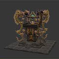 Ancient Ornate Structure With Golden Dragons Green Gemstone Carved Details And Stone Steps