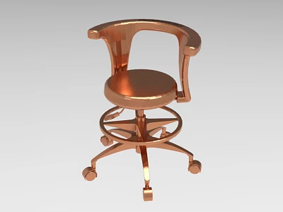 Modern Copper Single Chair With Armrests And Wheeled Base Design 3d model