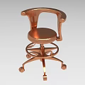 Modern Copper Single Chair With Armrests And Wheeled Base Design