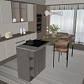 Modern Log Wind Island Taiwan Island Dining Table and Chair Combination Chandelier Sideboard Dining Table Jewelry Ornaments 3d model