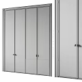 Modern Elegant Cabinet Doors With Grid Pattern Wooden Frame And Metallic Handles
